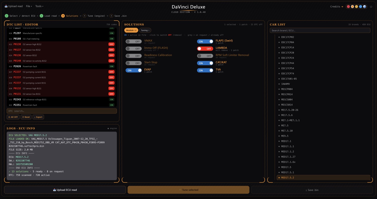 DaVinci Deluxe Cloud Edition V1.0.40 interface