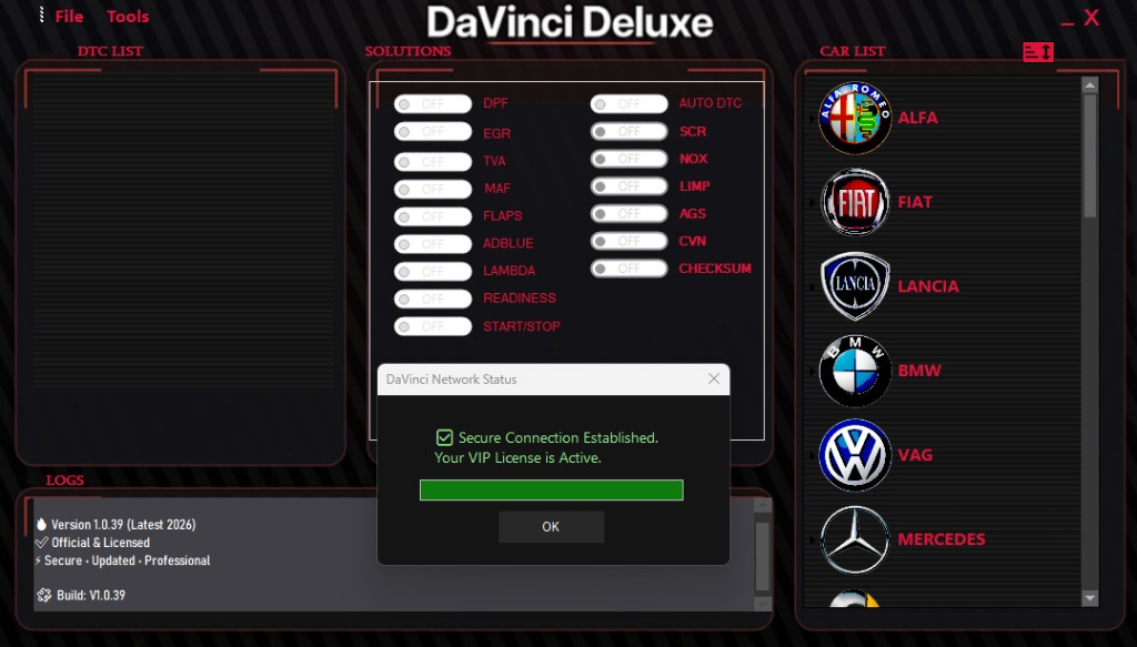 DaVinci Deluxe Interface